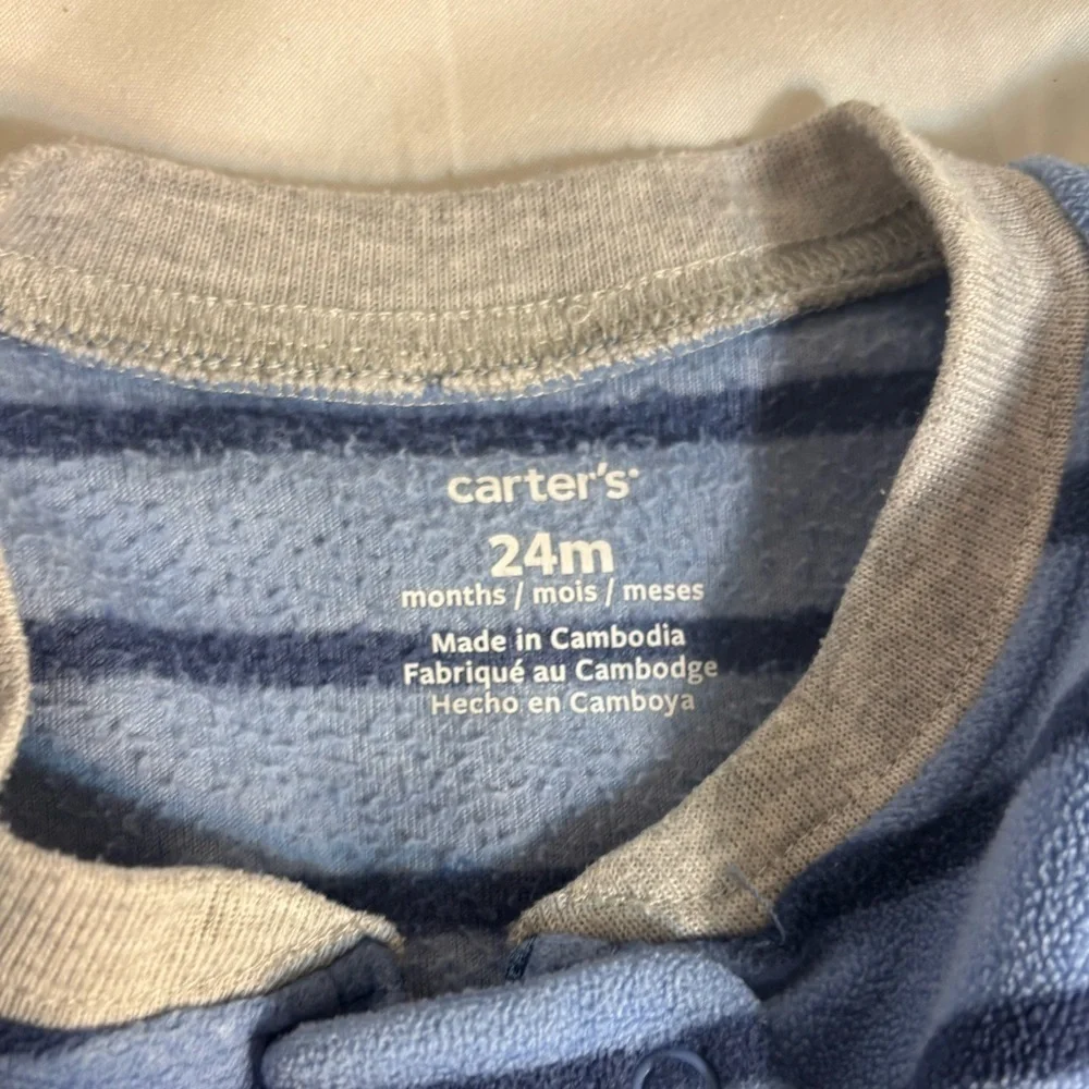 Carter's 24 months Gray and Blue Baby sleeper pajamas with yellow truck- footie